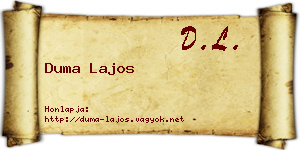 Duma Lajos névjegykártya